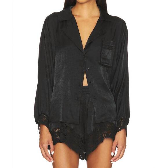 FREE PEOPLE Tops - NEW FREE PEOPLE midnight muse sleep shirt in black